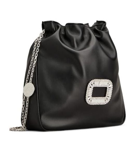 Roger Vivier Black Crystal-Buckle Chain Shoulder Bag
