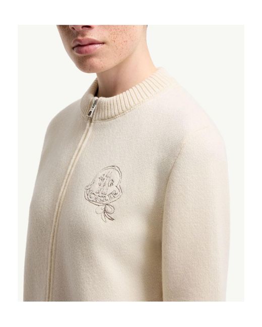 Moncler White Wool Cashmere Blend Zip-Up Cardigan
