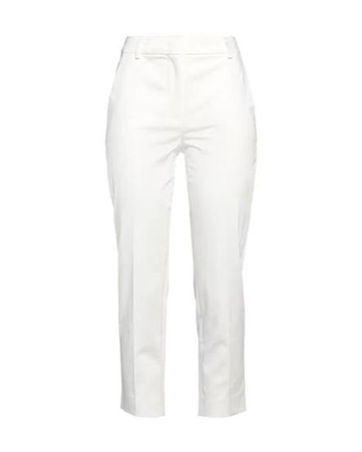 Max Mara White Solid Color Nine-Point Slim-Fitting Trousers