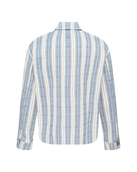 Wooyoungmi Blue Striped Pattern Textured Casual Jacket for men