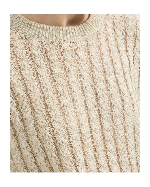 Brunello Cucinelli White Ribbed Hem Knitted Sweater
