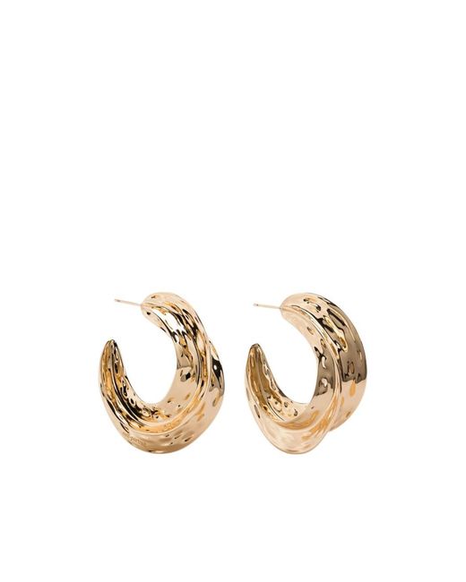 Self-Portrait Metallic Sculpted Hoop Earrings