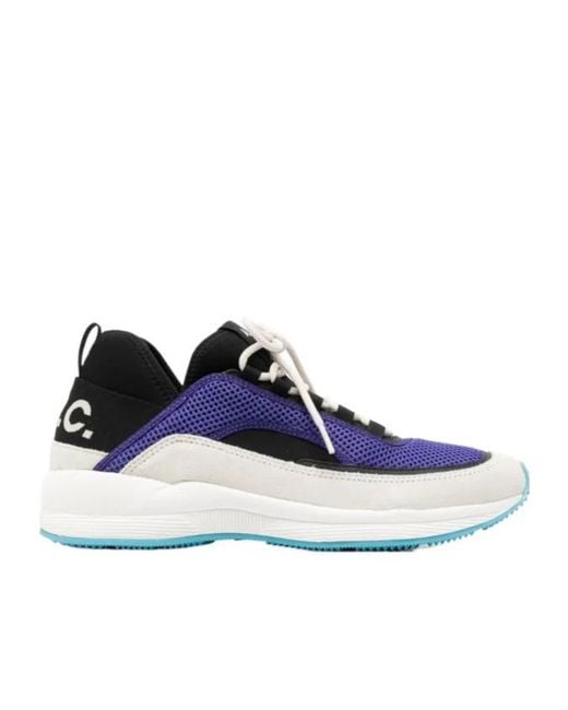 A.P.C. Blue Run Around Colour-Block Low-Top Sneakers for men