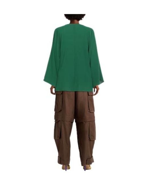 Max Mara Green Solid Color Long-Sleeve Shirt