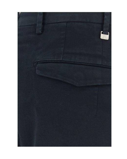 Pt Pantaloni Blue Casual Trousers With Belt Loops for men