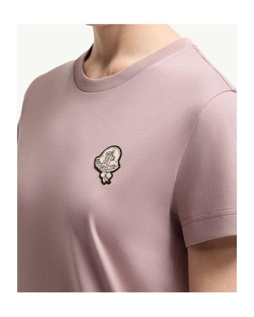 Moncler Pink Logo Patch Cotton T-Shirt