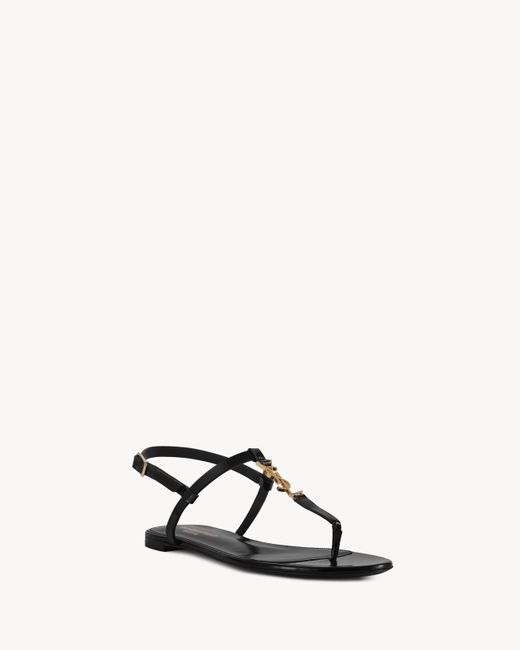 Saint Laurent Brown Cassandra Logo Plaque Sandals