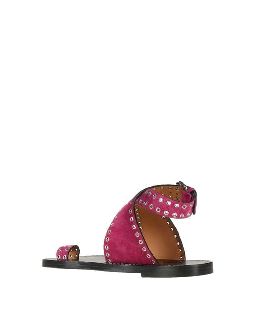 Isabel Marant Pink Round-Toe Buckle Suede Sandals