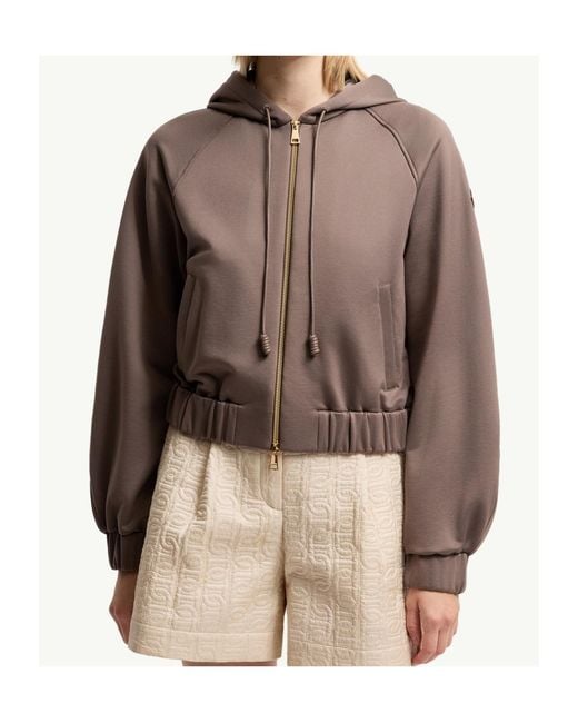 Moncler Brown Technical Fleece Zip-Up Cardigan