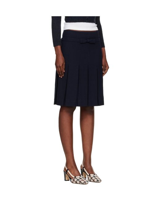 ShuShu/Tong Blue Bow Waist Pleated Skirt