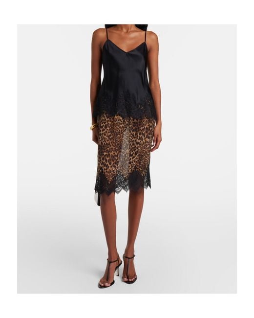 Nili Lotan Brown Thea Animal-Print Silk Midi Skirt