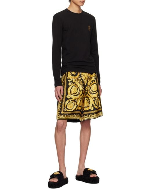 Versace Black Pack Of Two Long-Sleeved Crewneck T-Shirts for men