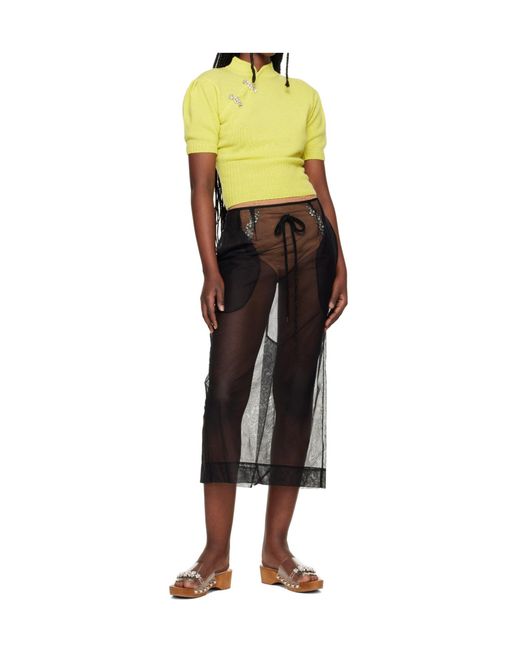Simone Rocha Yellow Short-Sleeved Stand-Up Collar Cashmere Sweater