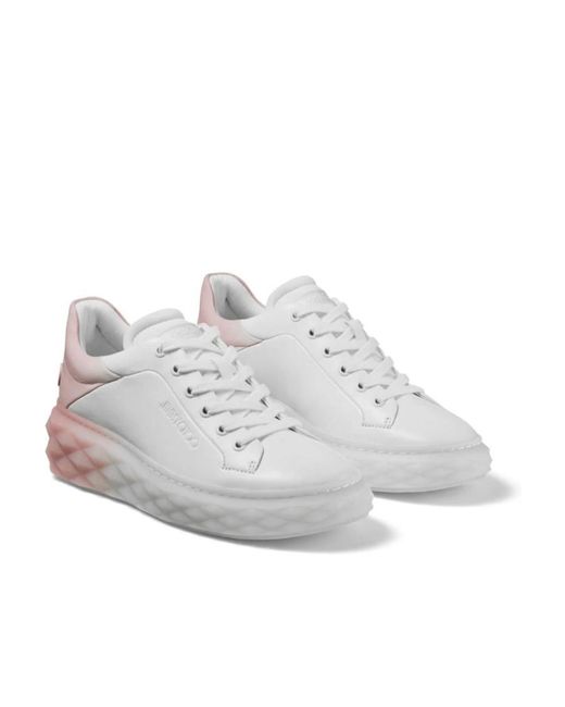 Jimmy Choo White Round Toe Low-Top Casual Shoes