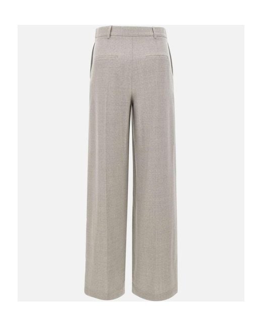 Eleventy Gray Wide-Leg Wool Pants