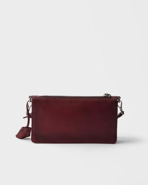 Prada Purple Antiqued Leather Pouch for men