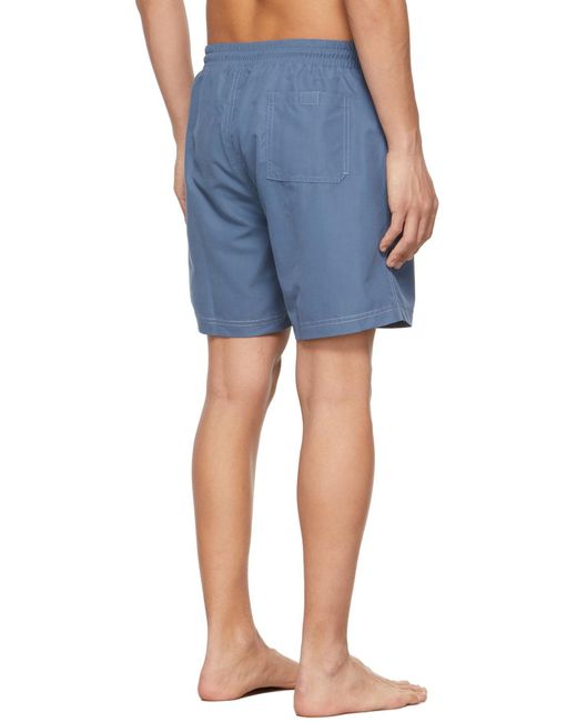 Brunello Cucinelli Blue Logo-Embroidered Swimming Shorts for men