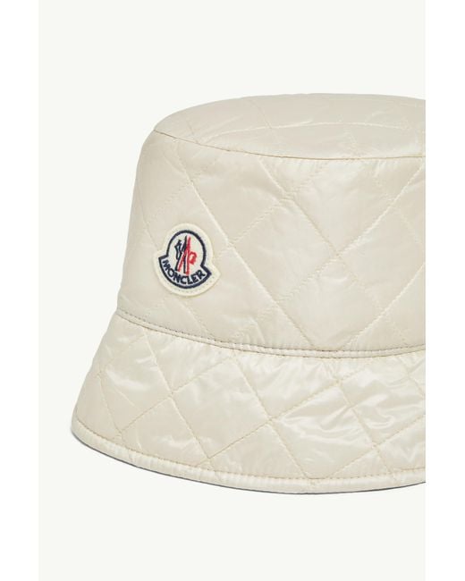 Moncler White Logo Patch Quilted Bucket Hat