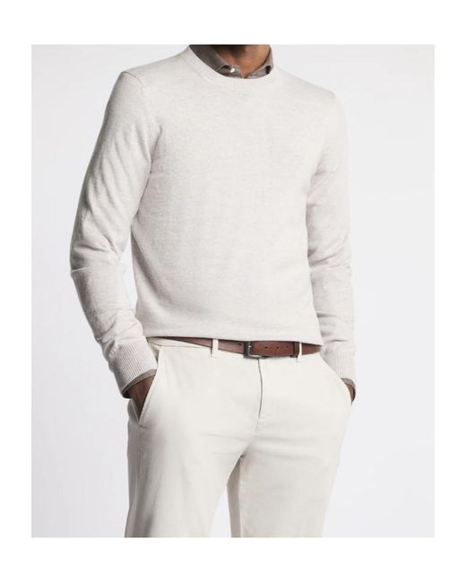 Fay White Round-Neck Jumper for men