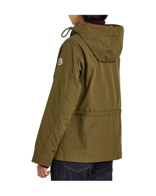 Moncler Green Waxed Poplin Parka Jacket