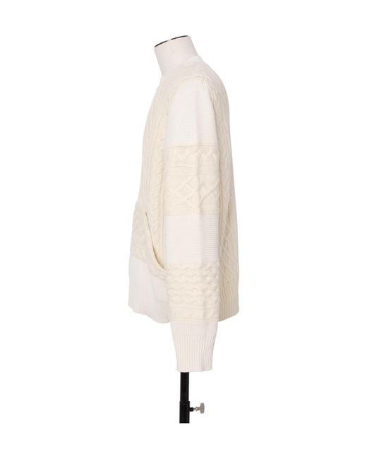 Sacai Natural Cable-Knit Panelled Sweater for men