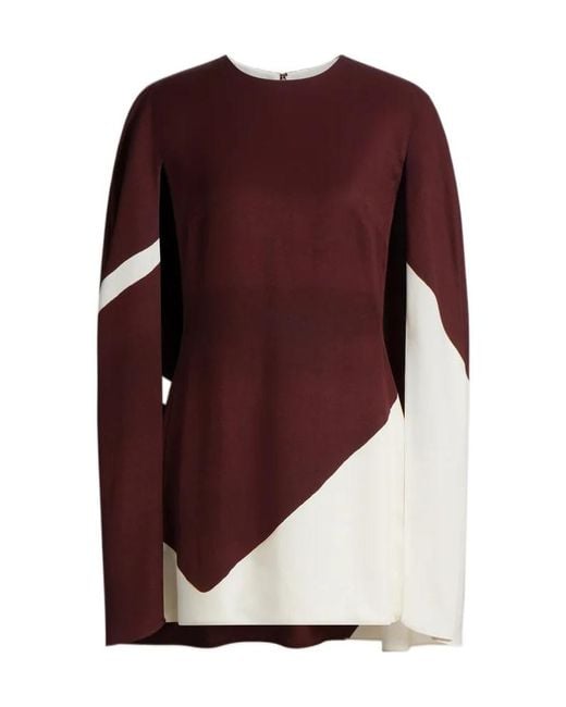 Alberta Ferretti Red Printed Cape Mini Dress