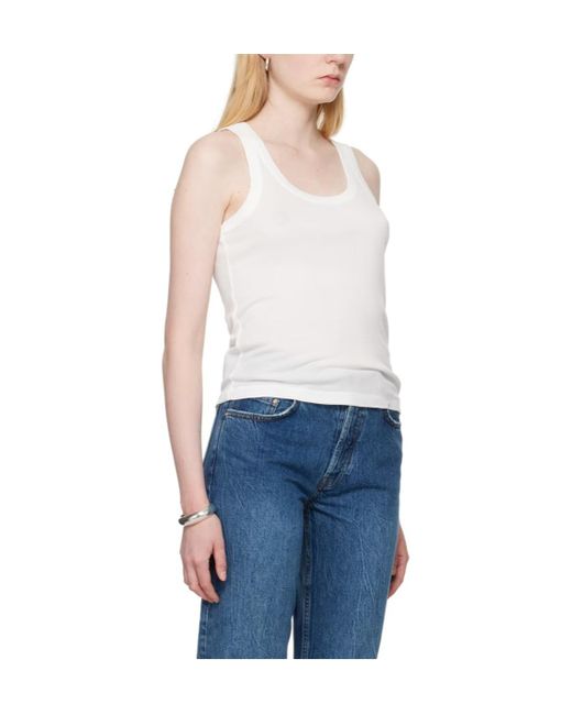 Anine Bing White Crewneck Sleeveless Ribbed Tank Top