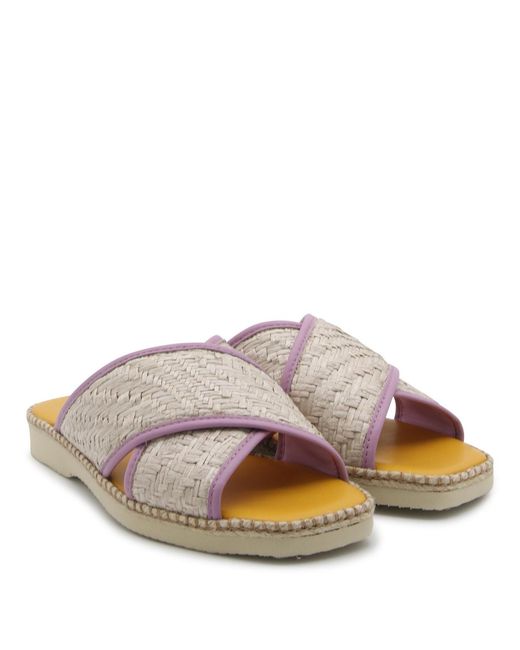 Hogan Brown Cross Strap Slides