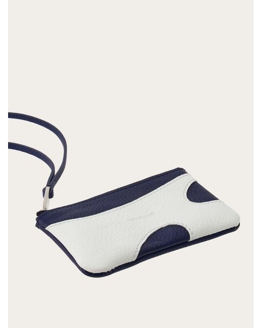 Ferragamo White Ferragamo Cut-Out Detailed Card Holder for men