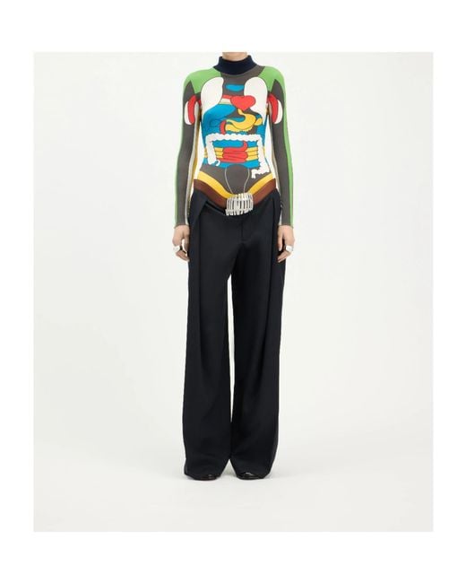 Jean Paul Gaultier Gray Printed Long-Sleeved Top