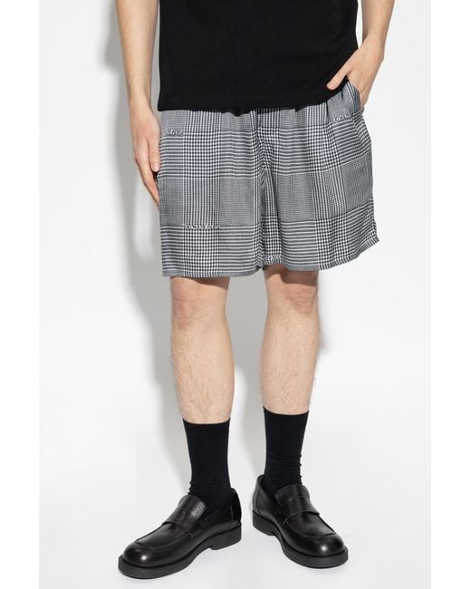 Balmain Gray Houndstooth Elasticated Shorts for men