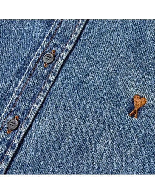 AMI Blue Long Sleeve Denim Shirt for men