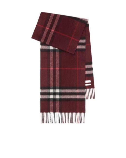 Burberry Red Checked Fringed-Edge Scarf