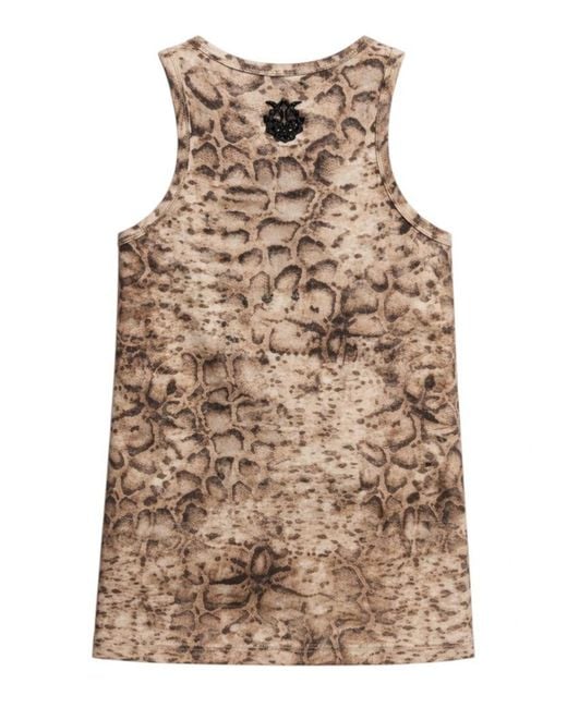Pinko Brown Snakeskin Racer Tank Top