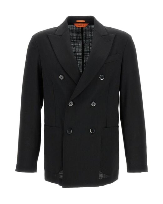 Barena Black Double-Breasted Blazer for men