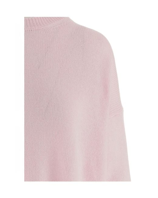 Jil Sander Pink Crew-Neck Long-Sleeve Sweater