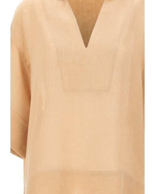 Eleventy Natural Oversized V-Neck Shirt