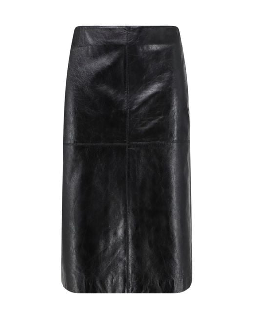 Soeur Black Leather Skirt With A Zipper