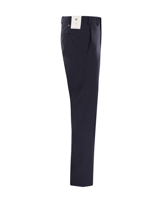 PT01 Blue Pt Torino Dieci Stretch Trousers for men