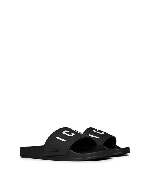 DSquared² White Printed Flat Slippers