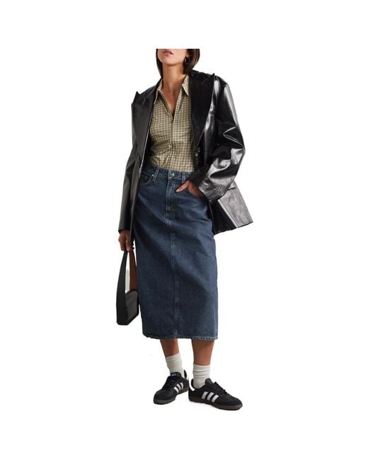 Goldsign Blue Mid-Length Denim Midi Skirt