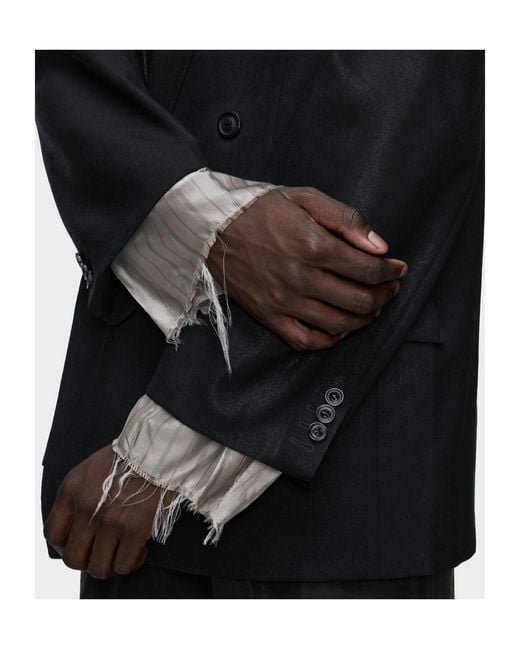 Maison Margiela Black Shiny Double-Breasted Blazer for men