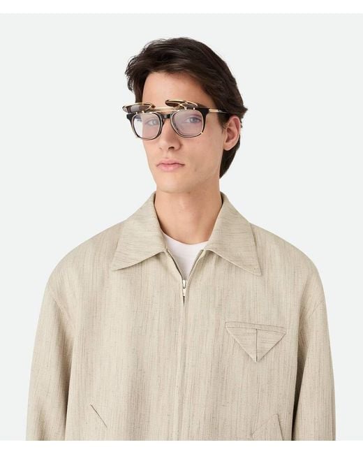 Bottega Veneta Natural Classic Square Clip On Sunglasses for men