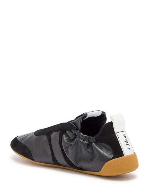 Chloé Black Kick Panelled Grained Leather Sneakers