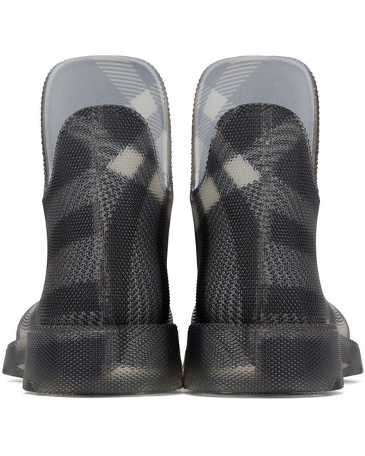 Burberry Gray Marsh Vintage-Check Mesh Pull-On Boots