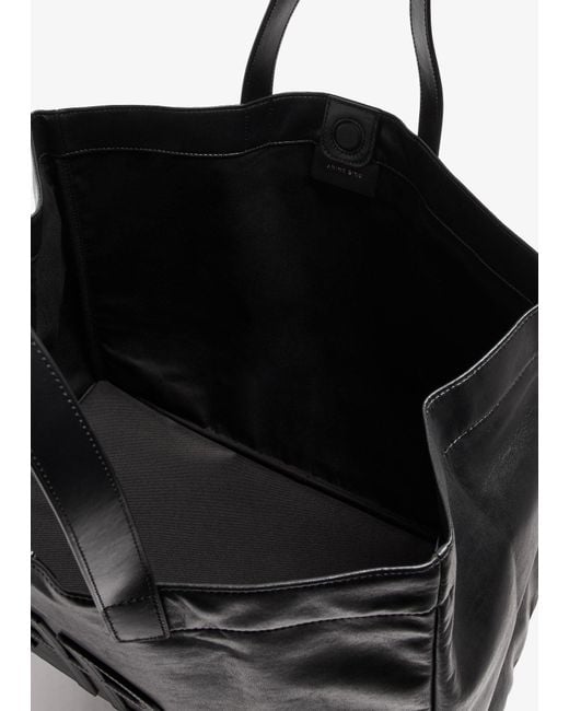Anine Bing Black Large Rio Logo Patch Tote Bag