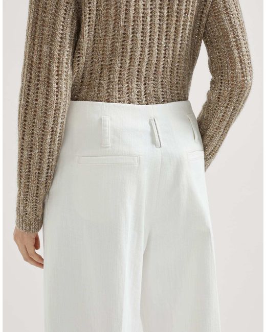 Brunello Cucinelli White Tailored Flared Trousers