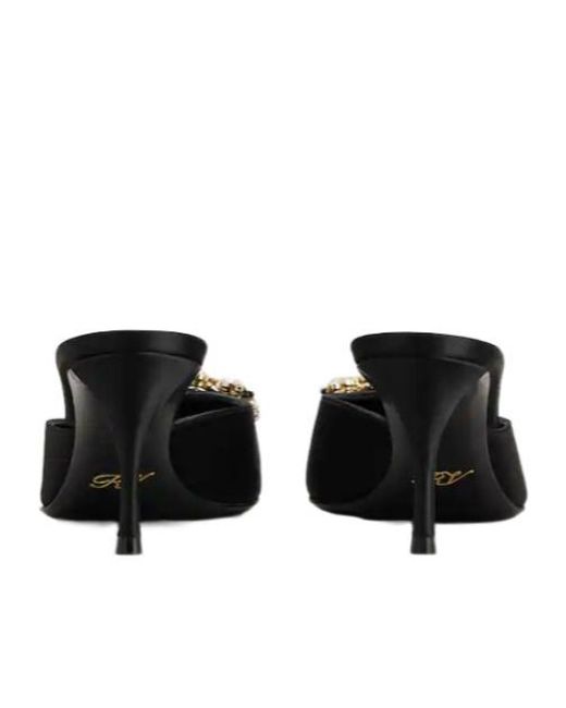 Roger Vivier Black Buckle Embellished Slip-On Mules