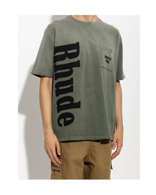 Rhude Green Logo Pocket T-Shirt for men