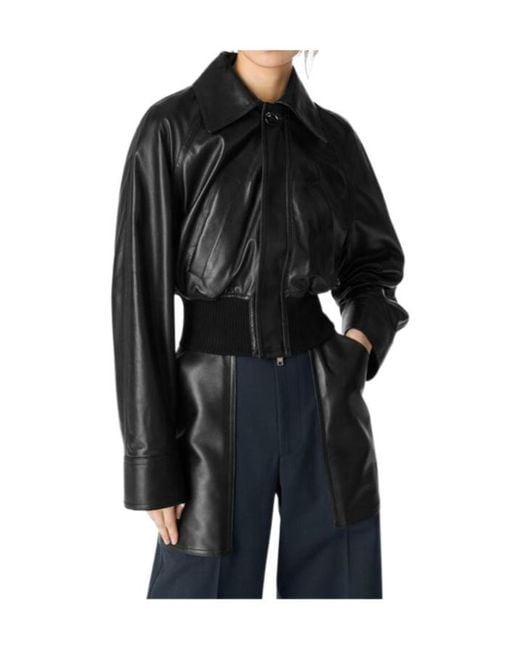 Bottega Veneta Black Zip-Up Slim Fit Leather Jacket